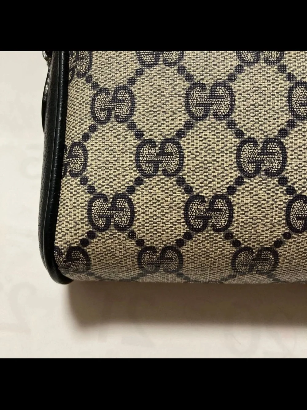 Gucci GG Supreme Canvas Crossbody with Navy and Red Web Stripe